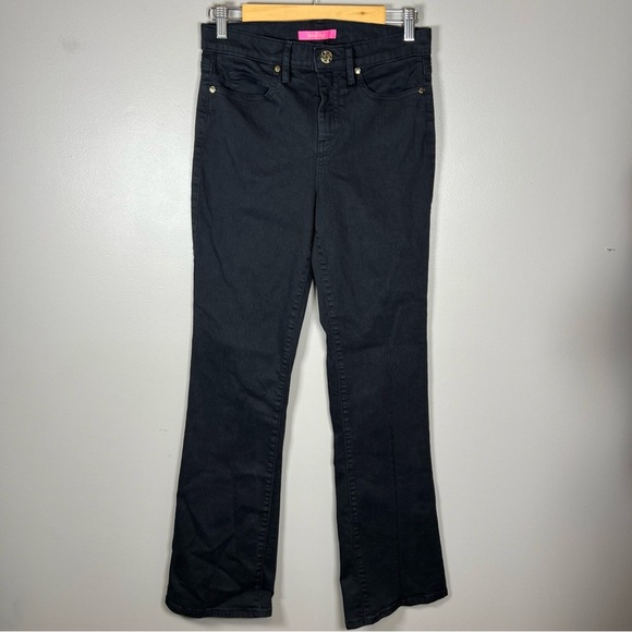 Lilly Pulitzer South Ocean High Rise Black Onyx Bootcut Jeans Size 6 Stretch - Picture 1 of 10